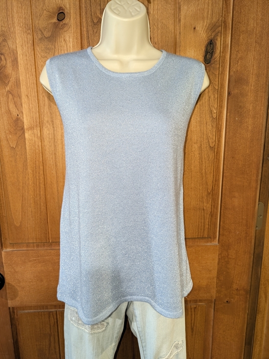 Susan Graver Tops - Susan Graver Light Blue Sleeveless Knit Shimmery Tank